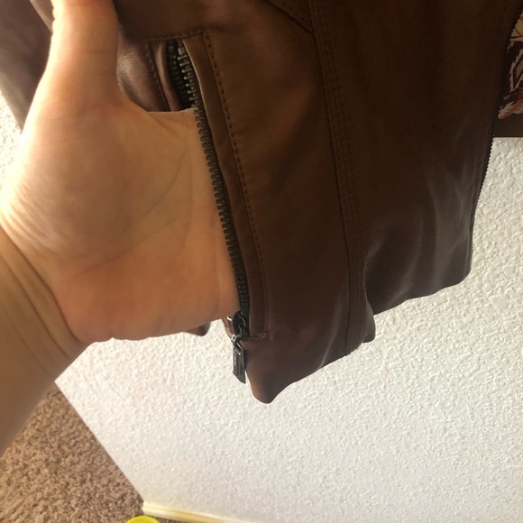 Jou Jou Faux Brown Leather Moto Jacket - Picture 6 of 8